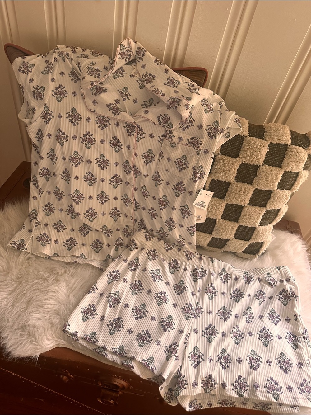 Laura Ashley Pajamas Set Ribbed Paisley size XL